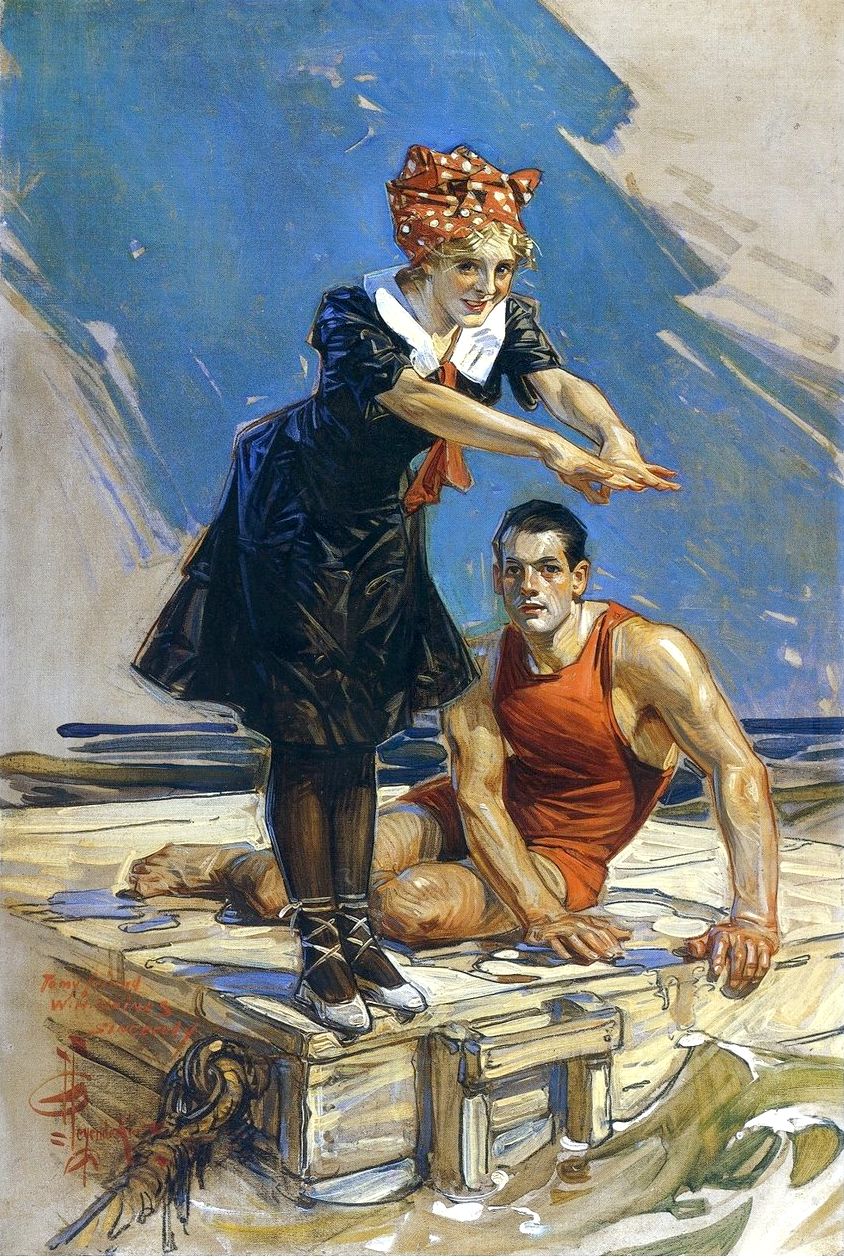 Couple On A Raft by J.C. Leyendecker, 1909
